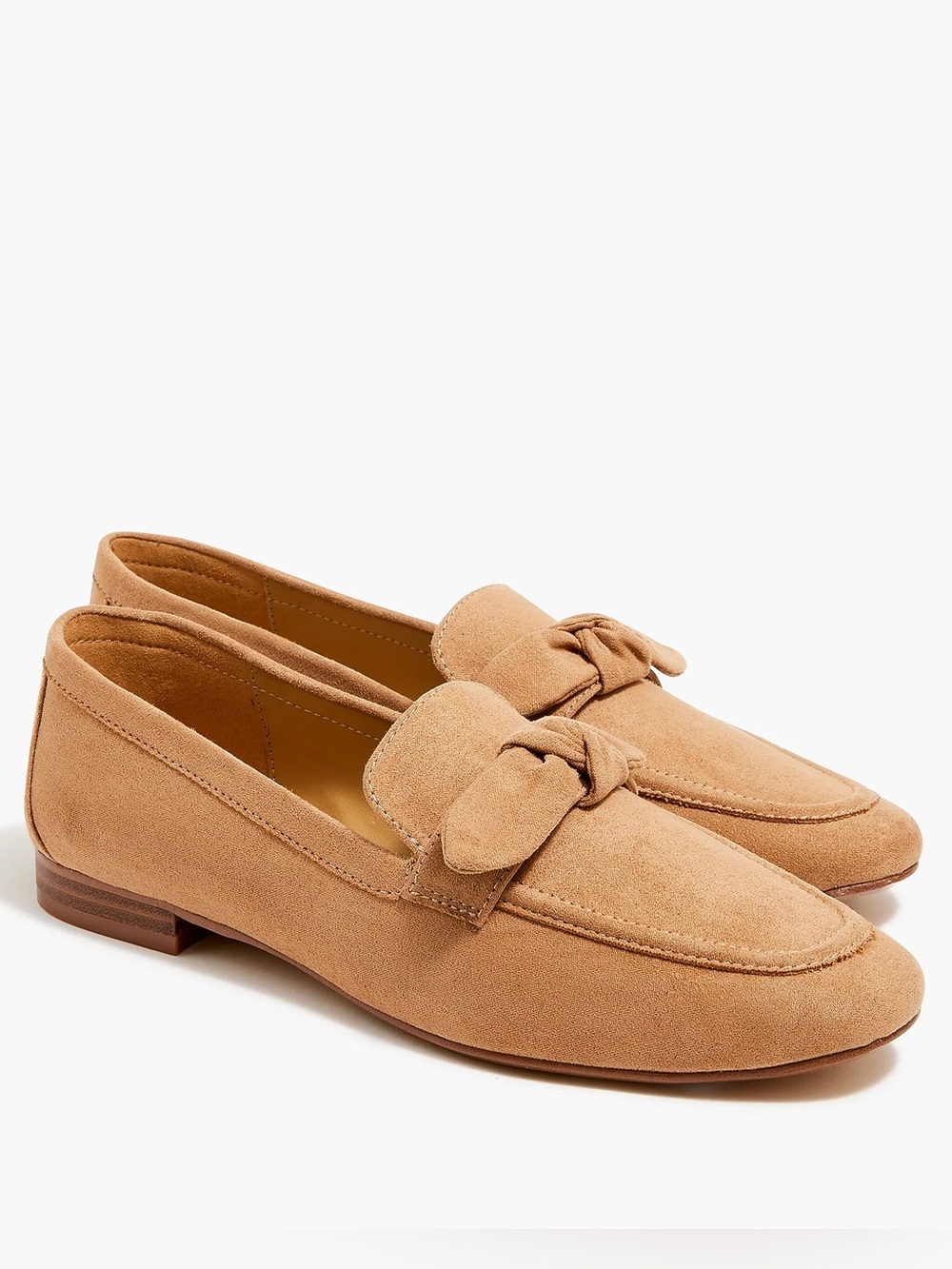 J.Crew Factory Faux Sueded Bow Loafers Tan Size 9.5